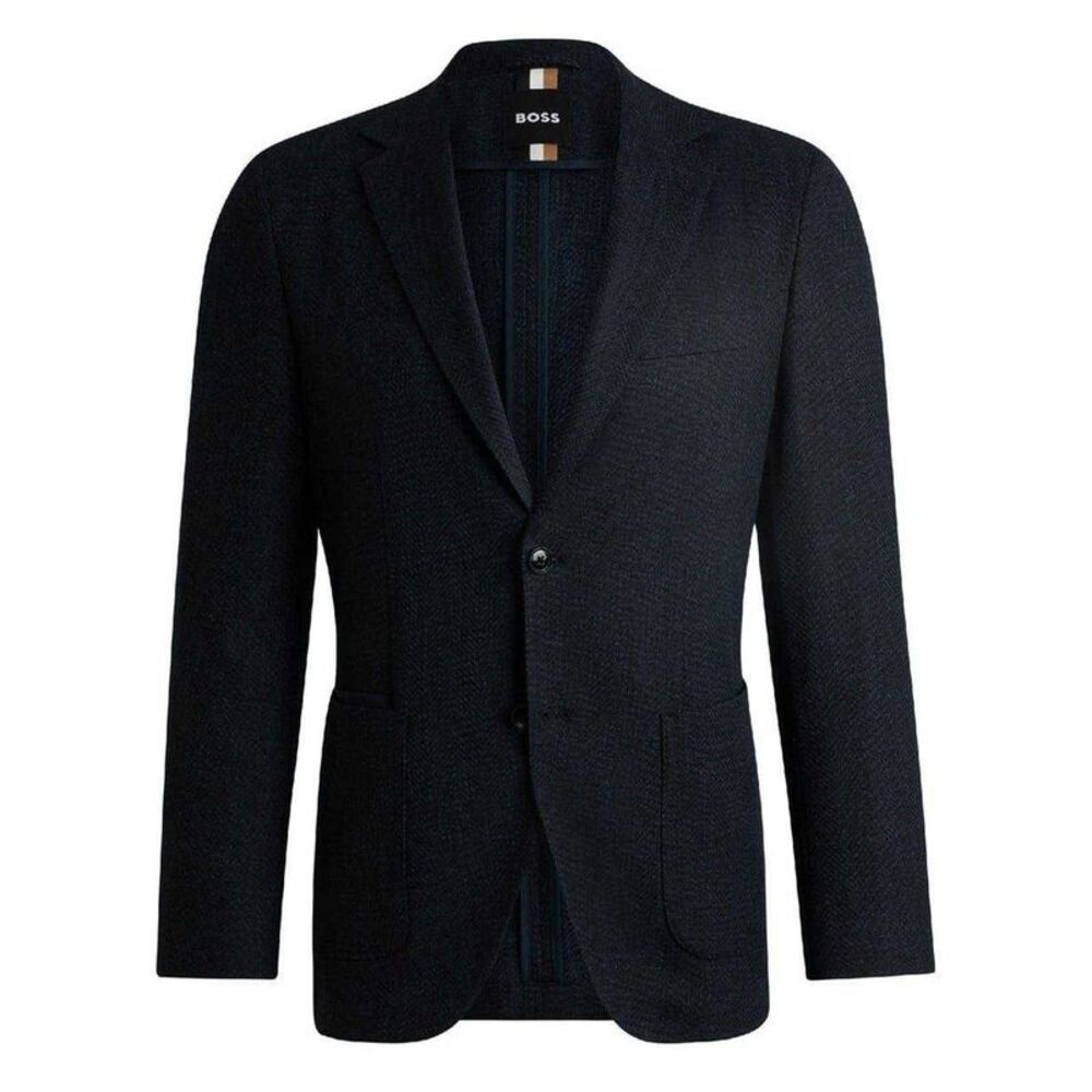 Boss Mens C Jaye Herringbone Regular Formal Blazer / Dark Blue